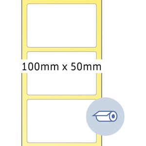 Rol etiketten thermotransfer 100x50 mm wit papier licht glanzend 2000 st.