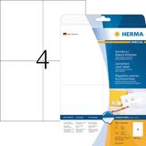 HERMA 4229 correctie/afdeke etiketten A4 dekkend (105 x 148 mm, 25 velles, papier, mat) zelfklevend, bedrukbaar, permanente klevende correctiestickers, 100 etiketten voor printer, wit
