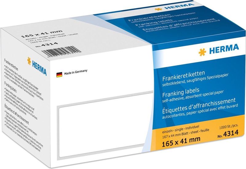 Frankeeretiketten - Los - Etiketten - Wit - 165 x 41 mm, Permanent Hechtend