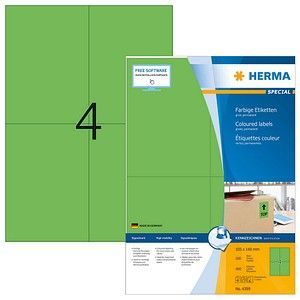 HERMA 4399 Gekleurde Etiketten A4 (105 x 148 mm, 100 velles, papier, mat) zelfklevend, bedrukbaar, permanente kleurige etiketten, 400 etiketten voor printer, groen