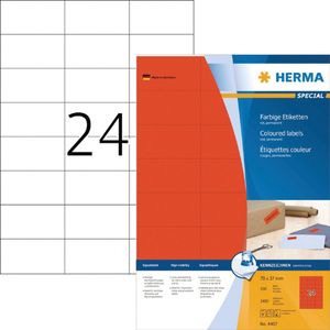 Herma 4407 gekleurde etiketten A4 70 x 37 mm rood permanent hechtend (2400 etiketten)