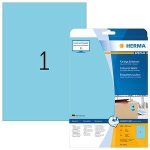HERMA Etiketten blau 210x297mm Special A4 VE=20 Stück