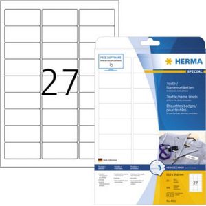 Herma 4511 Etiketten (A4) 63.5 x 29.6 mm Acetaatzijde Wit 540 stuk(s) Weer verwijderbaar Naametiketten