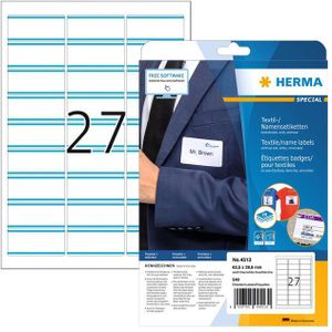 HERMA - 4513 - Naambadge Etiket - Wit/Blauw - Zelfklevende A4 Vellen