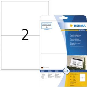 20 vellen verwijderbare naamlabels 199,6 x 143,5 mm, 2 stuks per A4-vel, 40 stickers, residuvrij bedrukbaar, zijde acetaat zijde, wit