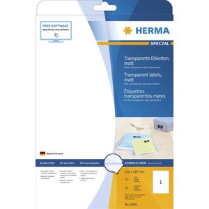 HERMA Transparante film etiketten mat A4 210 x 297 mm weerbestendig permanente hechting