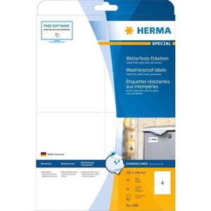 Etiket HERMA 4598 105x148mm A4 folie wit 40stuks