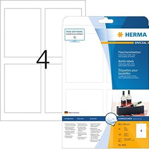 HERMA 4603 Fleslabelten voor inkjetprinters A4 (90 x 120 mm, 40 velles, papier, glanzend) zelfklevend, bedrukbaar, permanente Klevende stickers, 160 etiketten voor printer, wit
