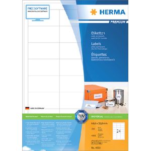 Etiket HERMA 4632 64.6x33,8mm premium wit 4800stuks