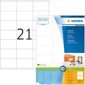 HERMA - 4634 - Adresetiketten - Wit - 4200 Stuks/200 Vellen, FSC® Papier, Permanent Klevend