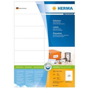 Etiket herma 4674 105x42.3mm premium wit 1400stuks