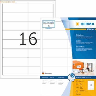 HERMA - 4815 - Zelfklevend Printerlabel - Wit - 100 Vel - 96.5X33.8MM