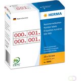 HERMA 4886 Nummerlabels - Cijfers 0-999 - 2000 Stuks - Zelfklevend - Wit/Rood