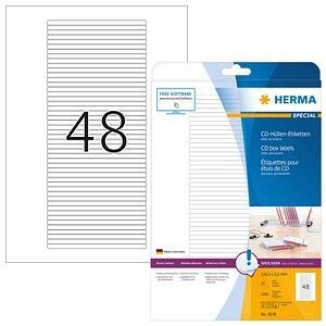 Herma 5078 CD-box etiketten, 114,3 x 5,5 A4, wit
