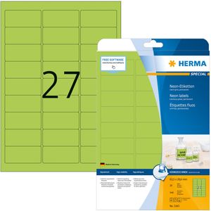 Huismerk Herma 5143 Laserprinter Etiket 63,5x29,6mm Fluor-Groen - 540 etiketten