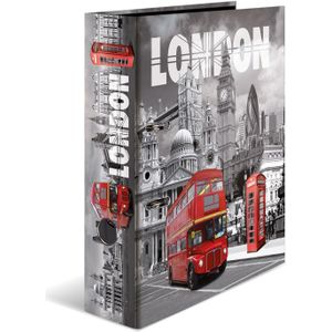 HERMA A4 steden London ordner, 7 cm rug, gemaakt van stevig karton, volledig van buiten en binnen bedrukt