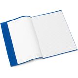 HERMA 7423 A5 Bast Blauw, schrifthoes met etiketten en baststructuur van duurzame en afwasbare polypropyleenfolie, voor schoolschriften, gekleurd