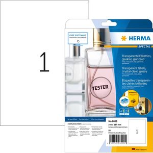 HERMA - 8020 - Folie-Etiketten - Transparant - 210x297mm - 25 Stuks