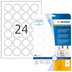 Herma 8023 Etiketten (A4) Ø 40 mm Folie, glanzend Transparant 600 stuk(s) Permanent Folie-etiketten