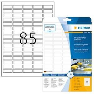 HERMA 8337 weerbest folielabels A4 (37 x 13 mm, 25 velles, polyesterfolie, mat) zelfklevend, bedrukbaar, extreme sterk klevende en duurzame etiketten, 2.125 etiketten voor printer, wit
