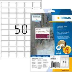 HERMA - 8338 - Etiketten - Wit - 1250 Stuks - Weerbestendig Polyesterfolie