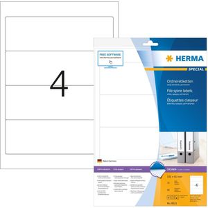HERMA Ordneretiketten A4 192x61 mm weiß Papier matt blickdicht 40 St., Weiß, Abgerundetes Rechteck, Dauerhaft, A4, Papier, Matte