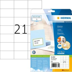 HERMA premium etiketten wit ,3mm 10 vel A4 210 stuks
