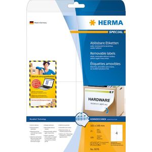 Verhuisetiketten Herma 9076 A4 105x148 mm wit Movables/verwijderbaar papier mat designsjablonen 100 st.
