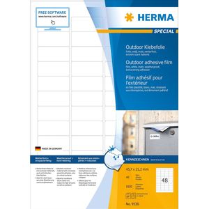 1.920 HERMA Folien-Kraftklebe-Etiketten 9536 weiß 45,7 x 21,2 mm