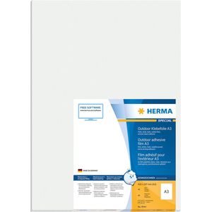 HERMA 9544 weerbest outdoor folielabels A3 (297 x 420 mm, 40 velles, polyethyleen, mat) zelfklevend, bedrukbaar, extreme sterk klevende etiketten, 40 etiketten voor printer, wit