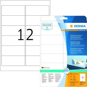 HERMA - 10017 - Zelfklevende Etiketten - Wit - 99,1 x 42,3 mm - 300 per Vel