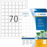 HERMA 10105 universele etiketten A4 afneembaar (24 x 24 mm, 25 velles, papier, mat, vierkant) zelfklevend, bedrukbaar, verwijderbaar en opnieuw klevende etiketten, 1.750 etiketten voor printer, wit
