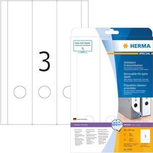 Herma - 10180 - Verwijderbare Ordneretiketten - Wit - A4, 59 x 297 mm, FSC-gecertificeerd