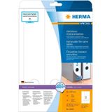 HERMA 10185 A4 afneembaar, ras/lang (61 x 297 mm, 25 velles, papier, mat) zelfklevend, bedrukbaar, verwijderbaar en opnieuw klevende mapetikettes, 75 etiketten voor printer, wit