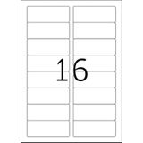 HERMA 10303 universele etiketten A4 afneembaar (88,9 x 33,8 mm, 100 velles, papier, mat) zelfklevend, bedrukbaar, verwijderbaar en opnieuw klevende etiketten, 1.600 etiketten voor printer, wit