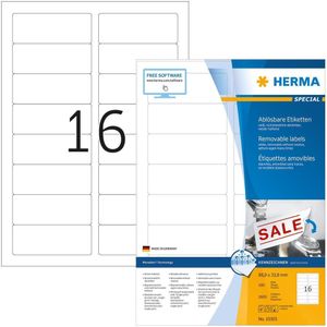 HERMA Etiketten A4 wit 88,9x33,8 mm Papier 1600 St.