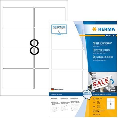 Herma - Verwijderbare Etiketten - 96x63mm - 100 Vellen - Zelfklevend