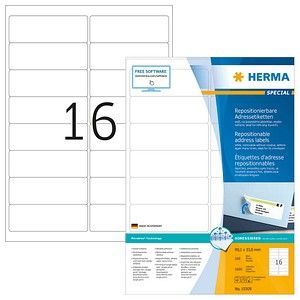 Herma 10309 Verwijderbare adresetiketten, A4, 99,1 x 33,8 mm, wit Movables papier mat
