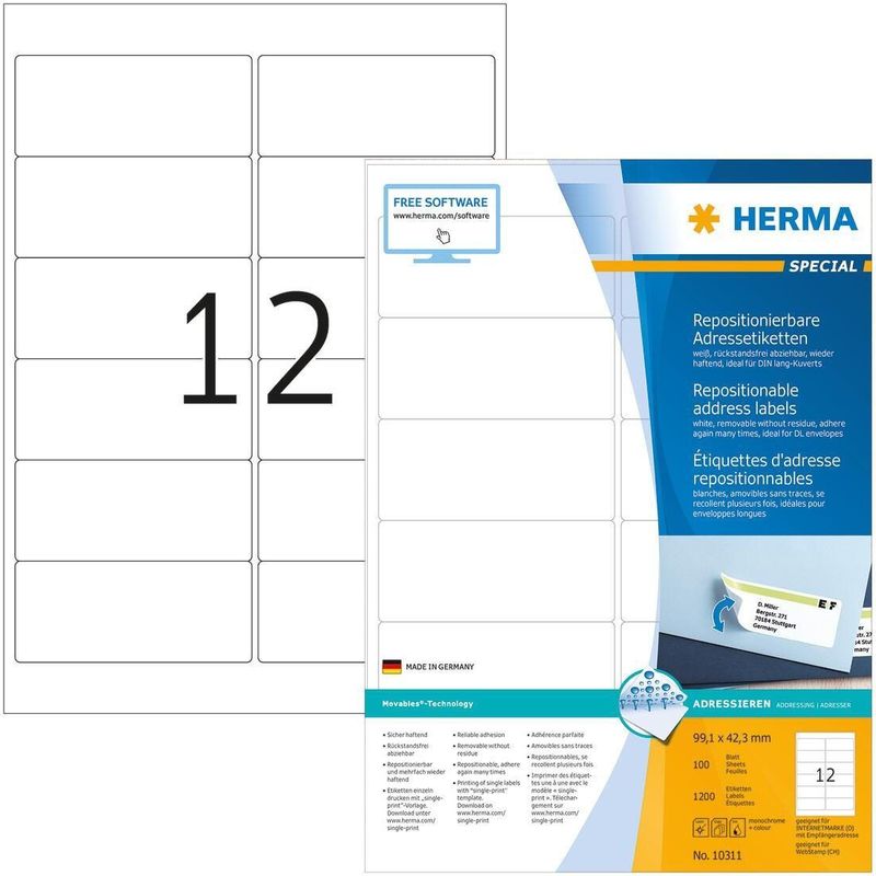 HERMA 10311 Wit adreslabels