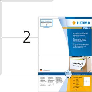 Herma adresetiketten Speciaal Nr. 10314, 199,6 x 143,5 mm, zelfklevend, verwijderbaar, bedrukbaar, wit, 200 stuks op 100 vellen