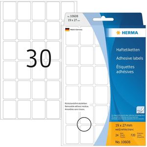 HERMA - 10608 - Etiketten - Wit - 19x27mm, 720 etiketten, Free-to-move® coating