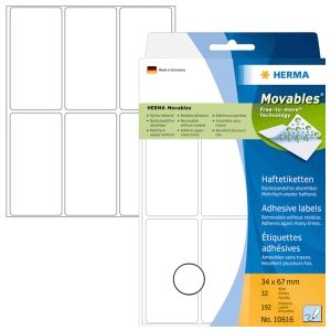 HERMA Vielzwecketikett 34x67mm ablösbar weiß VE=144 Etiketten