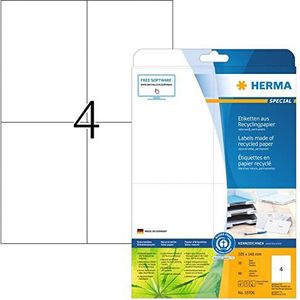HERMA Etiketten Recyclingpapier A4 105x148mm weiß VE=20 Blatt/80 Stück
