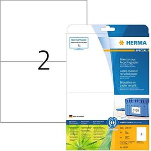 HERMA Etiketten Recyclingpapier A4 210x148mm weiß VE=20 Blatt/40 Stück