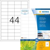 HERMA 10726 Recycling etiketten DIN A4 klein (48,3 x 25,4 mm, 80 vellen, gerecycled papier, mat) zelfklevend, bedrukbaar, permanent hechtende adreslabels, 3.520 zelfklevende etiketten, natuurlijk wit