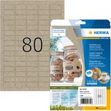 HERMA 10751 Universele etiketten, 20 vellen, 35,6 x 16,9 mm, 80 per A4-vellen, 1600 stuks, zelfklevend, bedrukbaar, mat, blanco silphie-papier, zelfklevende etiketten, stickers, natuurbruin