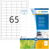 Herma 10820 Etiketten van gerecycled papier, A4, 38,1 x 21,2 mm, wit, permanent hechtend
