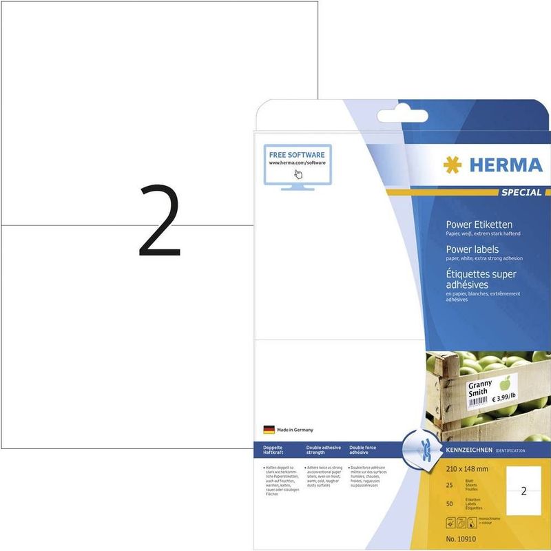HERMA Etiketten A4 wit 210x148 mm extreem hechtend 50 St.