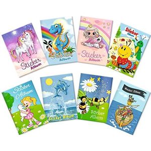 HERMA 15426 Set van 8 blanco A5-stickeralbums (elk 16 pagina's) plakboekstickers om te verzamelen, assortiment stickerboeken voor meisjes en jongens, blanco