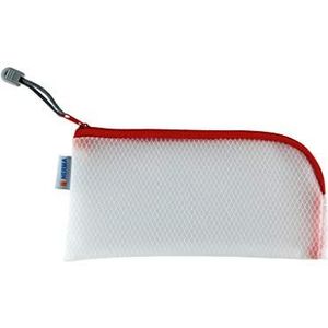 HERMA 20002 ritsvak (23 x 11 cm) kleine transparante tas met ritssluiting voor mobiele telefoon, oplaadkabel, cosmetica, potloden, sleutels, toilettas, rood